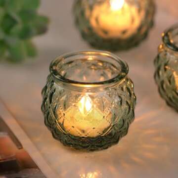 DARJEN Green Candle Holders Set for Weddings and Decor