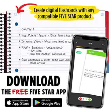Five Star 5 Subject Spiral Notebook with Study App