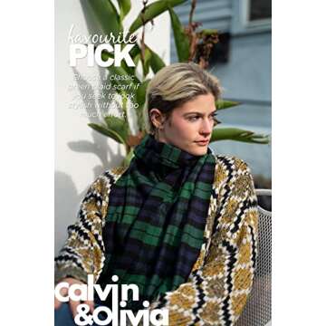 CALVIN & OLIVIA Ultra-Soft Winter Cashmere Feel Scarf Plaid Multi-Color Warm Long Unisex Winter Scar...