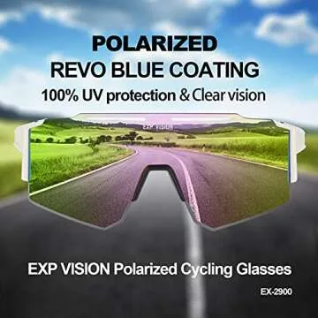 EXP VISION Polarized Cycling Glasses, UV 400 Sports Sunglasses Biking Goggles Running Hiking Golf Fishing Driving (Pink)