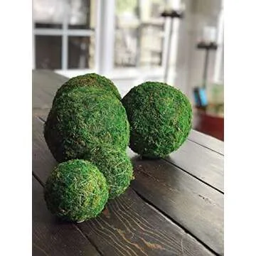 2 Inch Decorative Moss Ball Orb for Home Decor, Vase Bowl Filler, Planters, Trays, Lanterns, Weddings, Parties, Farmhouse Rustic Style Decoration, Green, Handmade