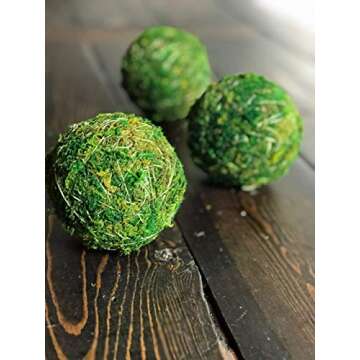 2 Inch Decorative Moss Ball Orb for Home Decor, Vase Bowl Filler, Planters, Trays, Lanterns, Weddings, Parties, Farmhouse Rustic Style Decoration, Green, Handmade