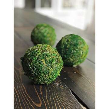 2 Inch Decorative Moss Ball Orb for Home Decor, Vase Bowl Filler, Planters, Trays, Lanterns, Weddings, Parties, Farmhouse Rustic Style Decoration, Green, Handmade