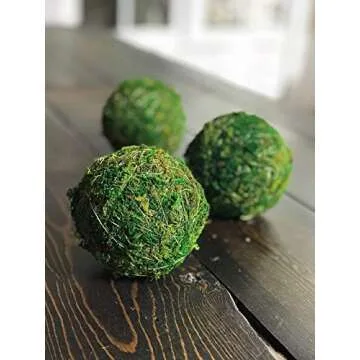 2 Inch Decorative Moss Ball Orb for Home Decor, Vase Bowl Filler, Planters, Trays, Lanterns, Weddings, Parties, Farmhouse Rustic Style Decoration, Green, Handmade