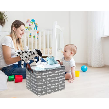 HIYAGON Love Basket Cute Toy Storage Bin for Kids