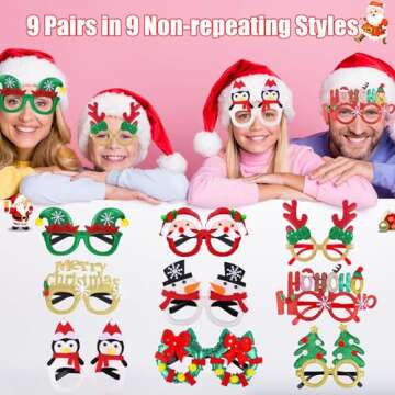 Aneco Glitter Christmas Glasses Fun Holiday Party Favor