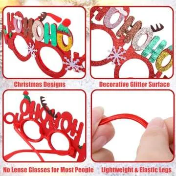 Aneco Glitter Christmas Glasses Fun Holiday Party Favor