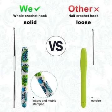 6mm Looen Crochet Hook, Ergonomic Handle for Arthritic Hands, Soft Rubber Grip Extra Long  Knitting Needles for Crochet Beginners, Knitting Enthusiasts (6mm)