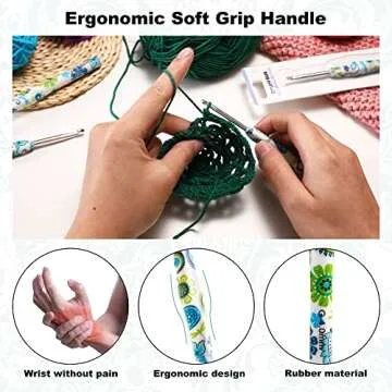 6mm Looen Crochet Hook, Ergonomic Handle for Arthritic Hands, Soft Rubber Grip Extra Long  Knitting Needles for Crochet Beginners, Knitting Enthusiasts (6mm)