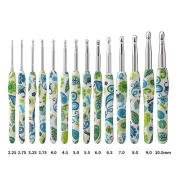 6mm Looen Crochet Hook, Ergonomic Handle for Arthritic Hands, Soft Rubber Grip Extra Long  Knitting Needles for Crochet Beginners, Knitting Enthusiasts (6mm)