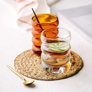 Jlong Creative Glass Cup Vintage Drinking Glasses Entertainment Dinnerware Glassware Beverage Cups for Water, Fruit Juice, Wine Beer Kitchen Bar Decor