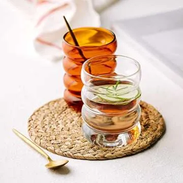 Jlong Creative Glass Cup Vintage Drinking Glasses Entertainment Dinnerware Glassware Beverage Cups for Water, Fruit Juice, Wine Beer Kitchen Bar Decor