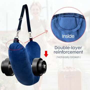 WheComd Stuffable Neck Pillow,Travel Neck Pillow Stuffable with Clothes,Travel Pillows for Airplane Train Car,Holds 3+ Days of Travel Essentials Storage Bag,Soft Velvet Neck Pillow Cover(Sea Blue)