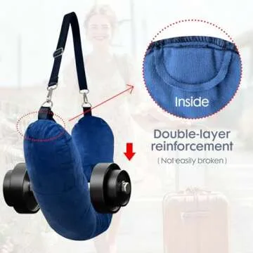 WheComd Stuffable Neck Pillow,Travel Neck Pillow Stuffable with Clothes,Travel Pillows for Airplane Train Car,Holds 3+ Days of Travel Essentials Storage Bag,Soft Velvet Neck Pillow Cover(Sea Blue)