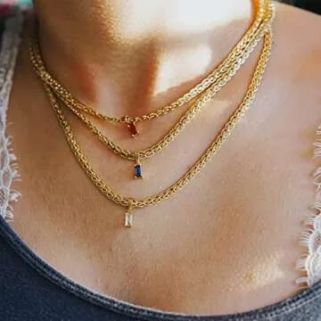 GOGOEY 18K Gold Filled Vintage Choker Necklaces for Women Waterproof Gold Choker Necklace Anti Tarnish Gemstone Zircon Rectangle Pendant Necklace (D-White CZ)