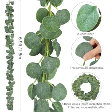 CEWOR Eucalyptus Garland Pack for Weddings and Home Decor