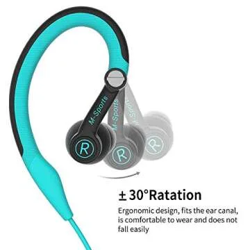 mucro Wired Earbuds Sport Headphones with Over Ear Hooks Sweatproof in Ear Running Earphones for Workout Jogging Gym Headphones for iPod Samsung Blue