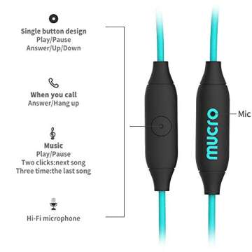 mucro Wired Earbuds Sport Headphones with Over Ear Hooks Sweatproof in Ear Running Earphones for Workout Jogging Gym Headphones for iPod Samsung Blue