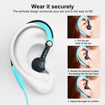 mucro Wired Earbuds Sport Headphones with Over Ear Hooks Sweatproof in Ear Running Earphones for Workout Jogging Gym Headphones for iPod Samsung Blue