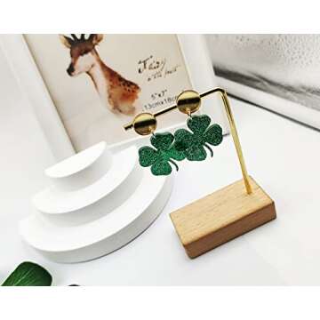 St. Patrick's Day Earrings for Women,Irish Shamrock Acrylic Dangle Earrings, Green Hat Clover Horses...