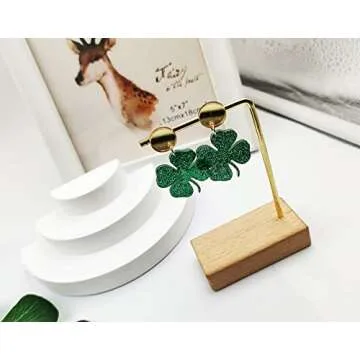 St. Patrick's Day Earrings for Women,Irish Shamrock Acrylic Dangle Earrings, Green Hat Clover Horses...