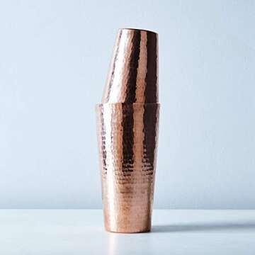 Sertodo Copper Boston Maraka Cocktail Shaker Set - Hand Hammered, 100% Pure Copper