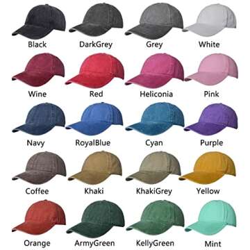 TSSGBL Vintage Cotton Washed Adjustable Baseball Caps Distressed Soft Ball Cap Men Women Unstructured Low Profile Plain Blank Dad Hat Wine Red