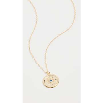 By Adina Eden Women's Evil Eye Medallion Pendant Necklace, Gold, One Size