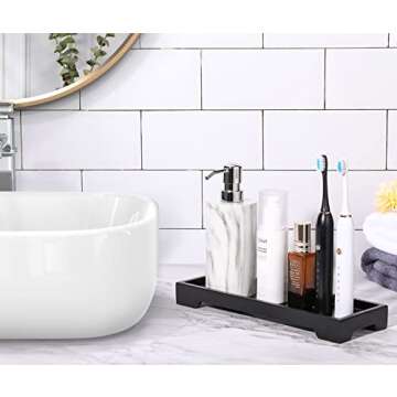 Luxspire Bathroom Vanity Tray, Resin Black Bathroom Tray Toilet Tank Tray, 11 x 4 inch Kitchen Sink ...