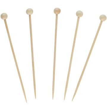 Eco-friendly Bamboo Ball Food Picks - Pack of 100 Natural Picks