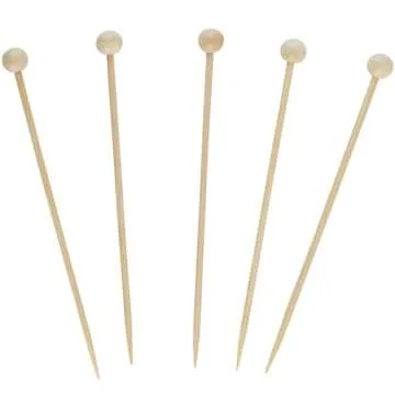 Eco-friendly Bamboo Ball Food Picks - Pack of 100 Natural Picks