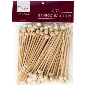 Eco-friendly Bamboo Ball Food Picks - Pack of 100 Natural Picks