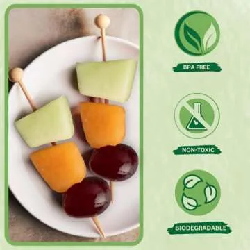 Eco-friendly Bamboo Ball Food Picks - Pack of 100 Natural Picks