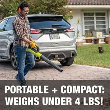 Sun Joe 24V-TB-LTE 24-Volt IONMAX Jet Blower Cordless Compact Turbine Leaf Blower 100-MPH, Kit (w/2.0-Ah Battery + Quick Charger)