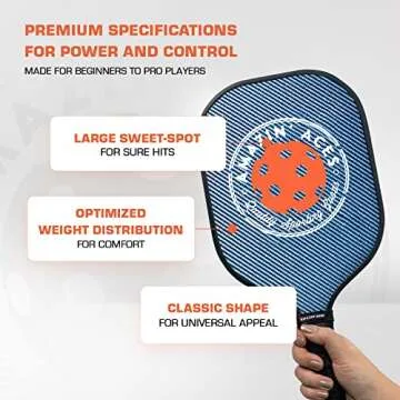 Amazin' Aces Carbon Fiber Pickleball Paddle Set - 2 Rackets