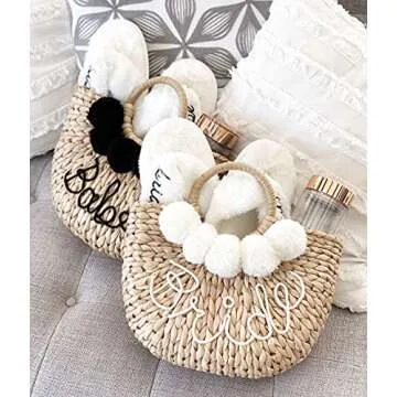 ModParty Bride Straw Purse | Honeymoon Bridal Shower Gift for Bride to Be | Handmade Summer Beach To...