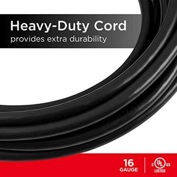 UltraPro 25 Ft Indoor Extension Cords 2 Pack 3 Outlet Extension Cords Outlet Power Strip Long Extension Cord with Multiple Outlets Grounded Heavy Duty Extension Cord 16 Gauge UL Listed Black 50807
