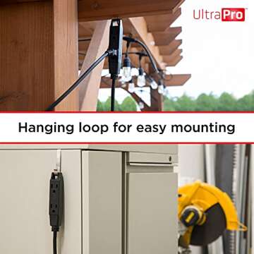 UltraPro 25 Ft Indoor Extension Cords 2 Pack 3 Outlet Extension Cords Outlet Power Strip Long Extension Cord with Multiple Outlets Grounded Heavy Duty Extension Cord 16 Gauge UL Listed Black 50807