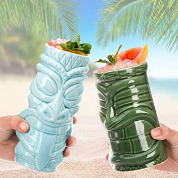 Peohud Ceramic Tiki Mugs for Exotic Cocktails