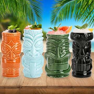 Peohud Ceramic Tiki Mugs for Exotic Cocktails