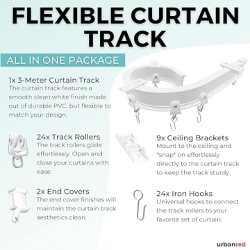 UrbanRed 9.8FT Flexible Ceiling Curtain Track System