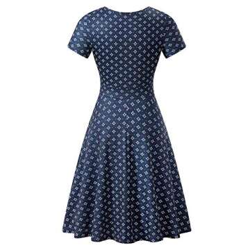 MSBASIC Vintage Dresses Modest Banquet Dresses for Women Retro Pattern S