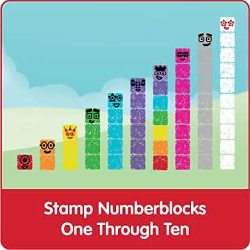 hand2mind Numberblocks Stampoline Park Stamp Activity Set, 20 Kids Stamps, 12 Washable Ink Pads, Num...