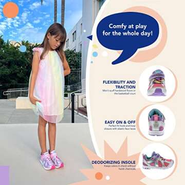 TSUKIHOSHI 3584 Rainbow Strap-Closure Machine-Washable Child Sneaker Shoe with Wide Toe Box and Slip-Resistant, Non-Marking Outsole - Silver/Lavender, 11.5 Little Kid (4-8 Years)