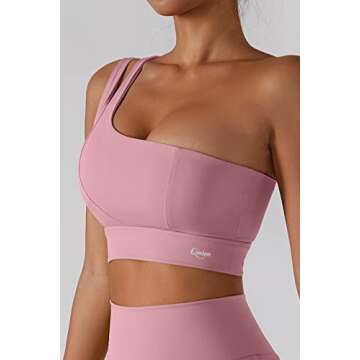 QINSEN Womens One Shoulder Yoga Bra Cutout Straps Athletic Sports Running Workout Top