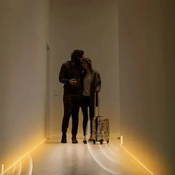 LUXJET 1M Rechargeable Motion Sensor Wardrobe Light, Flexible LED Strip with 30LED, PIR and Light Sensor, Warmwhite Night Light for Wall Closet Cabinet (1mr)