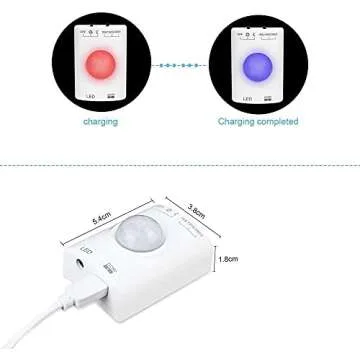 LUXJET 1M Rechargeable Motion Sensor Wardrobe Light, Flexible LED Strip with 30LED, PIR and Light Sensor, Warmwhite Night Light for Wall Closet Cabinet (1mr)