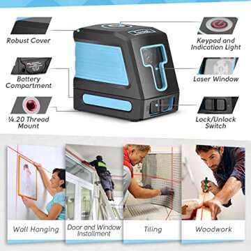 Self Leveling Laser Level - 50ft Cross Line Laser level Laser Line leveler Beam Tool for Constructio...