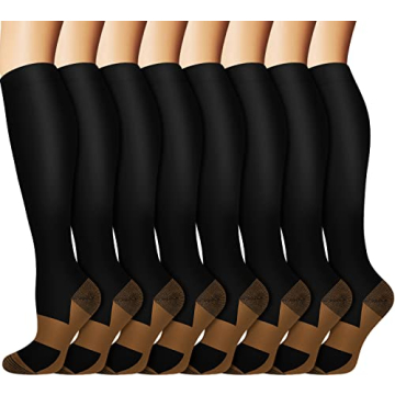Graduated Copper Compression Socks for Men & Women Circulation 8 Pairs 15-20mmHg - Best for Running ...