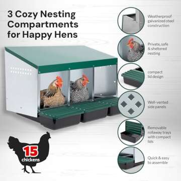 Homestead Essentials Chicken Nesting Box with Rollout Trays and Protective Lids